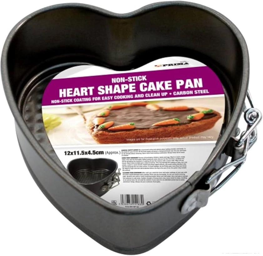 PRIMA Kids Heart Shape Cake Tin, 12x11.5x4.5cm, Aluminium, Black