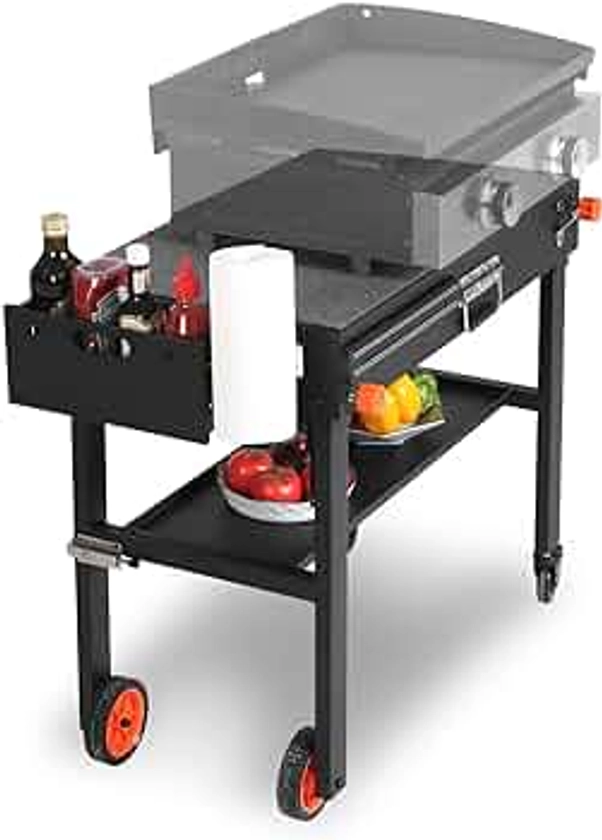 Grill Table for Blackstone Griddle, Portable Griddle Table with Caddy - Fit 17” or 22” Other Tabletop Grill, Foldable Ninja Grill Stand& Blackstone Griddle Stand for Outdoor Tailgating-Camping