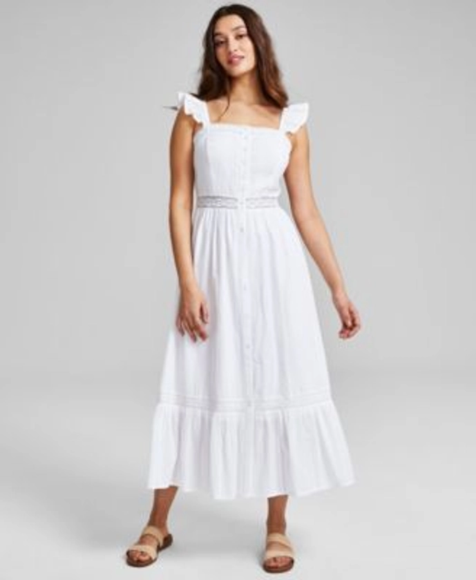 And Now This Women's Crochet Trim Cotton Maxi Dress, Created for Macy's