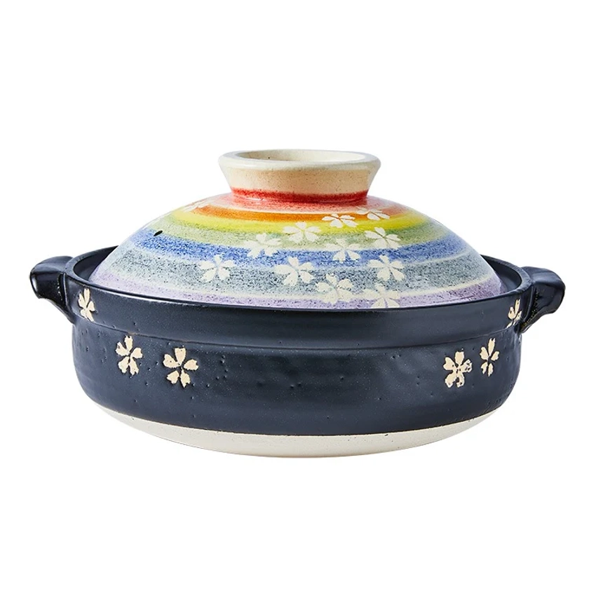 Cherry Blossom Style “Banko” Clay Cooking Pot – No.8