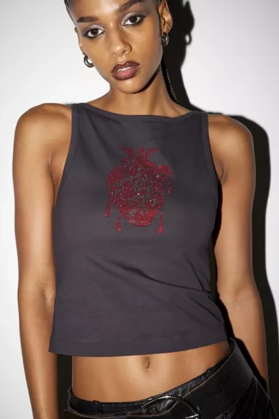 Silence + Noise Mercedes Bleeding Heart Diamanté Graphic Tank Top