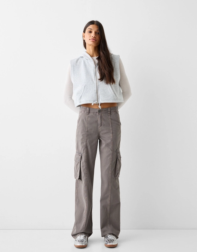 Pantalon straight cargo réglable coton