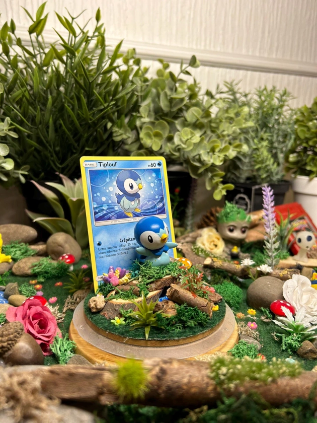 Tiplouf de Pokemon Diorama Terrarium Cloche décorative - Cadeau fait à la main