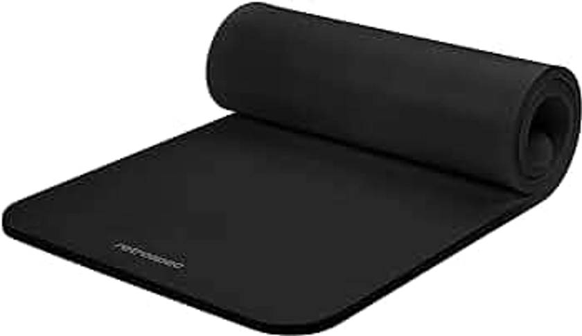 Retrospec Solana Yoga Mat 1" Thick w/Nylon Strap for Men & Women - Non Slip Exercise Mat for Home Yoga, Pilates, Stretching, Floor & Fitness Workouts