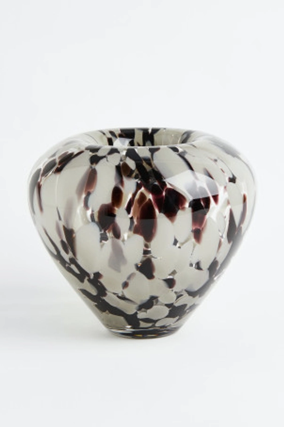 Petit vase en verre - Beige clair/motif - Home All | H&M FR
