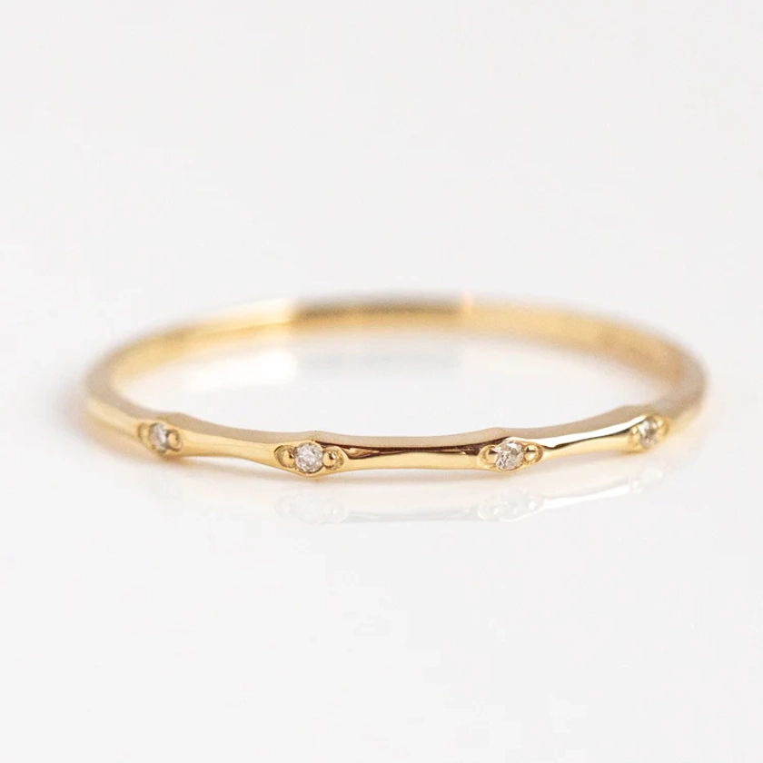 Solid Gold Textured Diamond Band