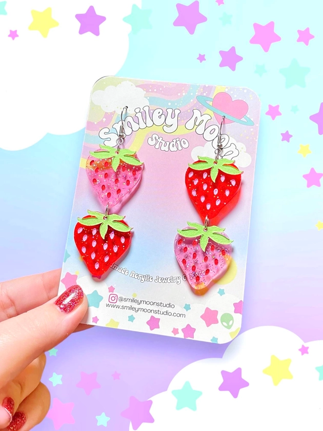 Strawberry Gummies, Acrylic Earrings