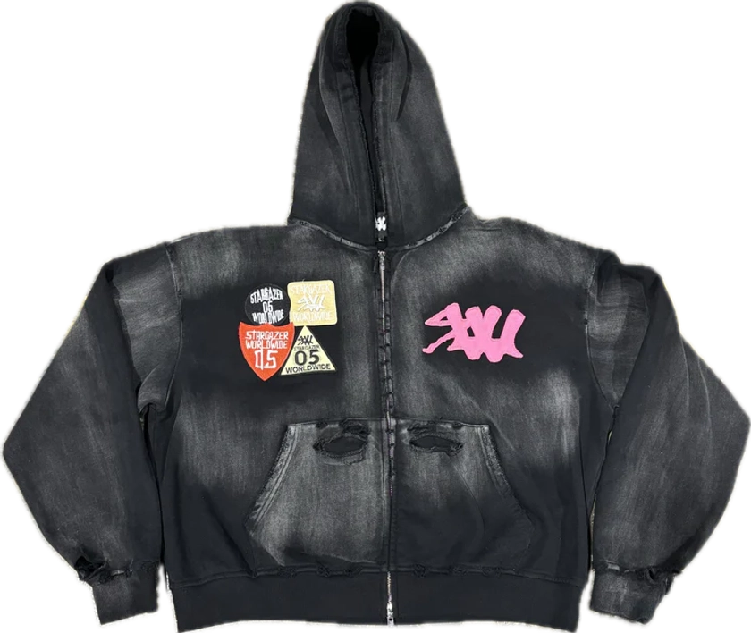 Black Patchwork Hoodie