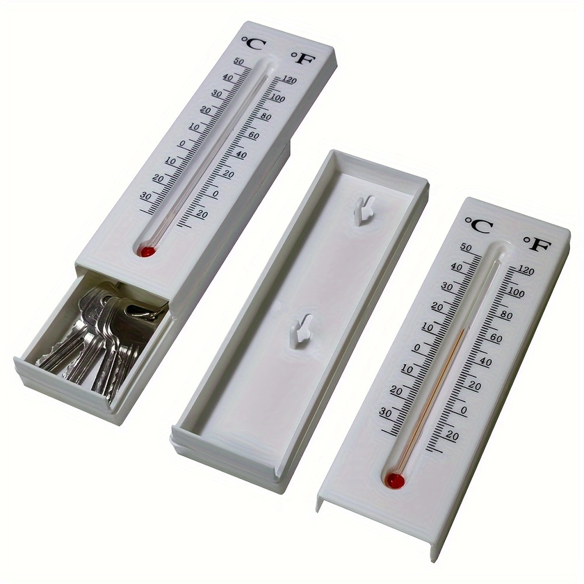 Decorative Thermometer Hidden Key Safe - Abs Resin, Daily Office Supplies, Ideal For Coins & Money Storage