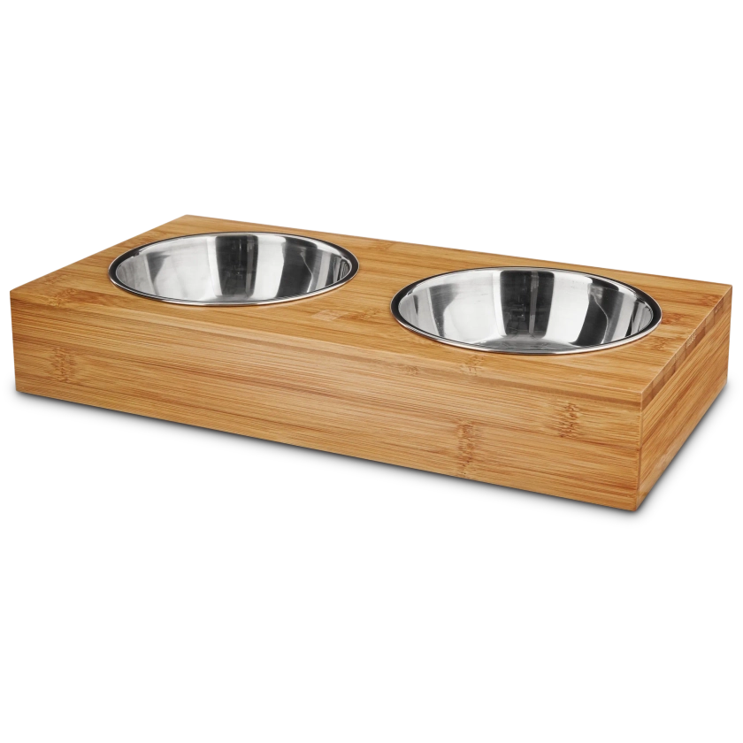 EveryYay Wood Double Diner for Dogs, 1.75 Cups