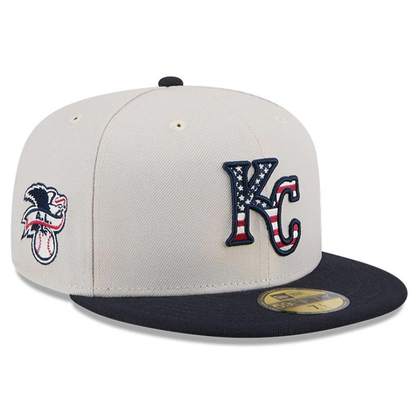 Kansas City Royals New Era 2024 Fourth of July 59FIFTY Fitted Hat - Khaki/Black