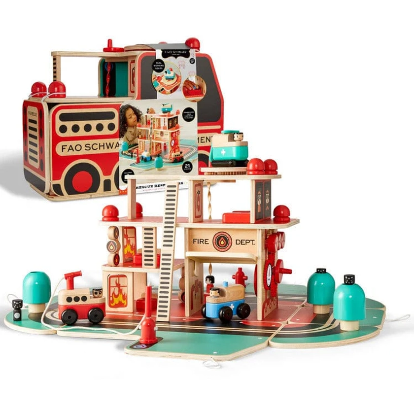 Rescue Responders Wooden Fire Station Playset