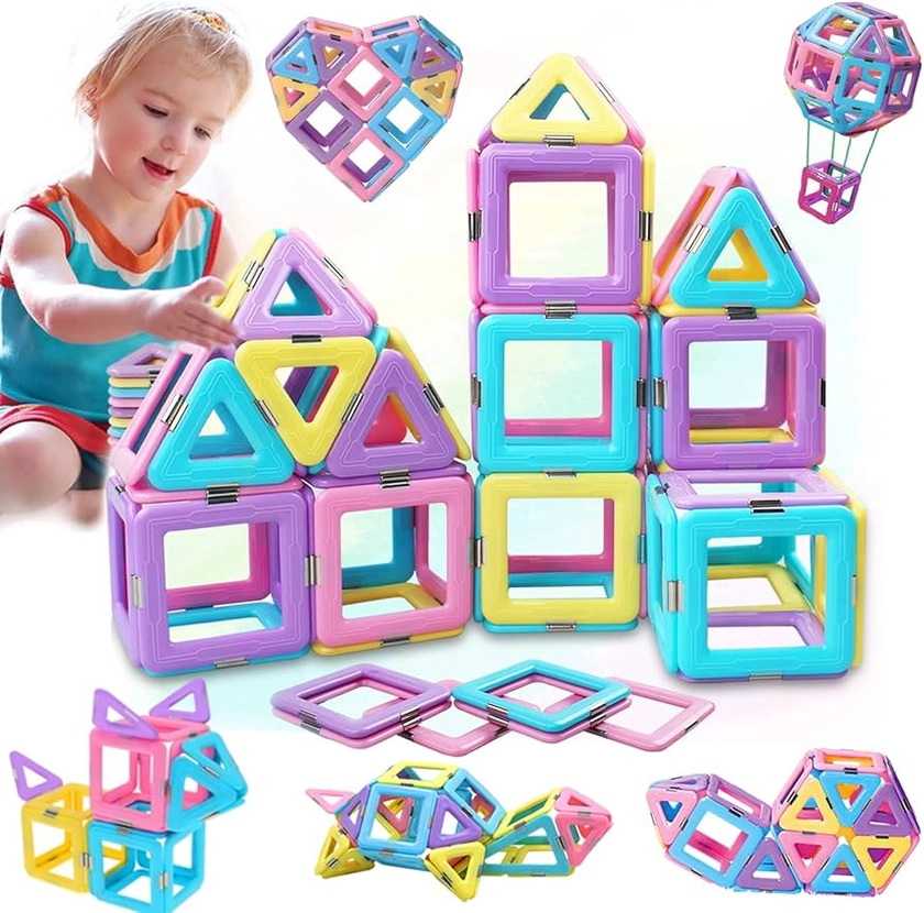 MOOKCUY Magnetic Building Blocks Set Toys for 3 4 5 6 7 8+ Year Old Boys Girls Gift kids Magnetic Tile Educational Toys for Toddlers Creativity Gifts Toys for 3 year old Girls Boys Christmas-38pcs