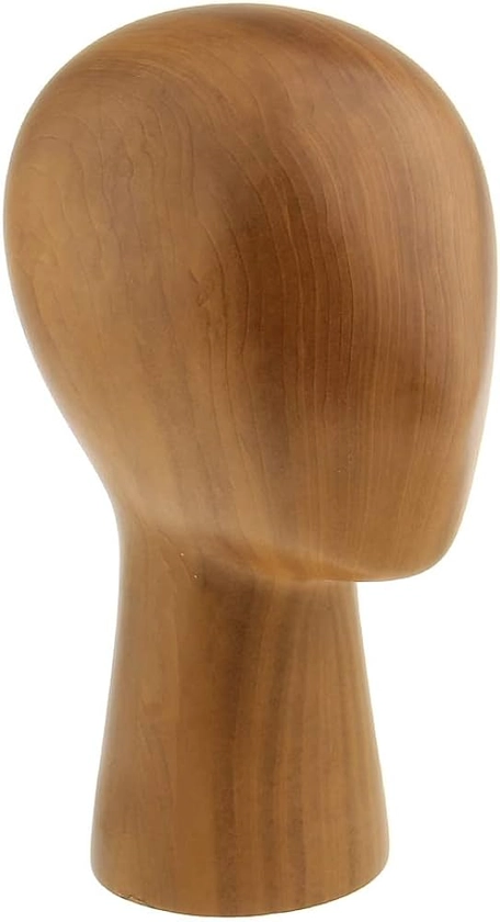 Tête de mannequin en grain de bois pour perruques, casquettes, chapeaux, perruques, chapeaux, présentoirs (B)