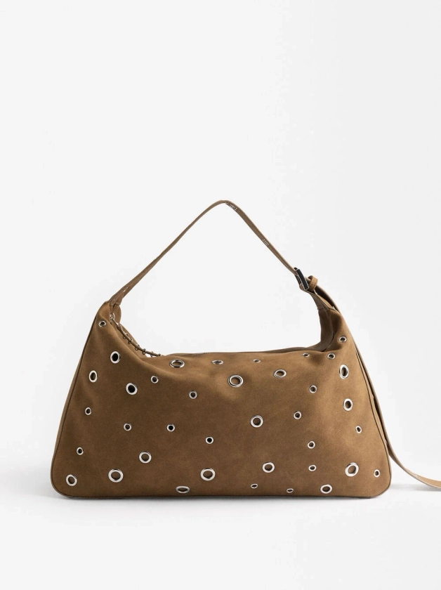 Xl Shoulder Bag With Stud Detail Camel | Parfois