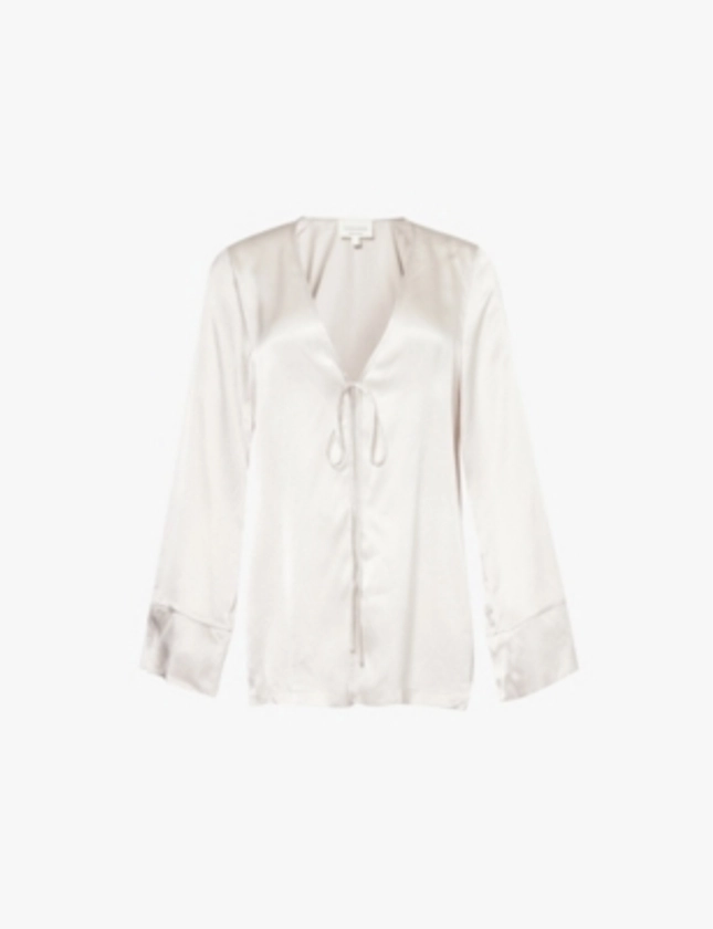 VIKTORIA & WOODS - Paramour V-neck self-tie silk blouse | Selfridges.com