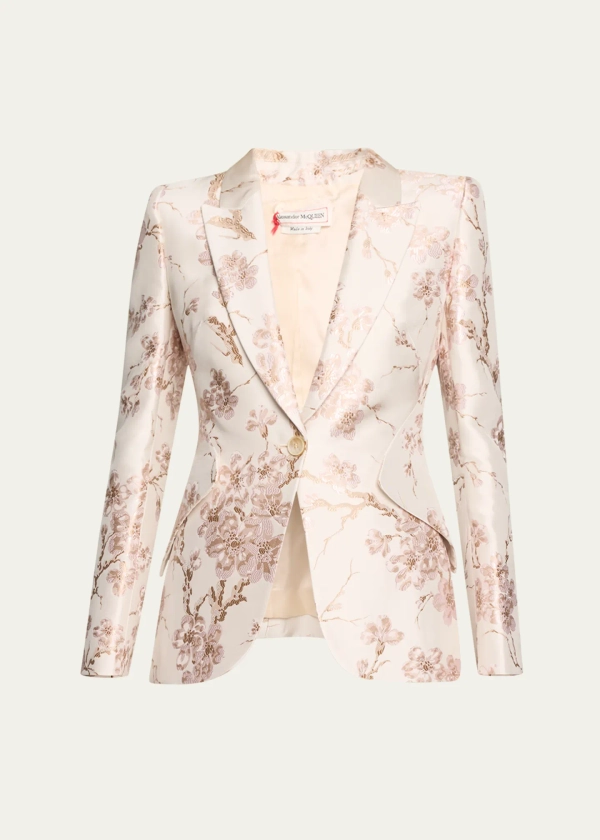 Cherry Blossom Jacquard Blazer Jacket