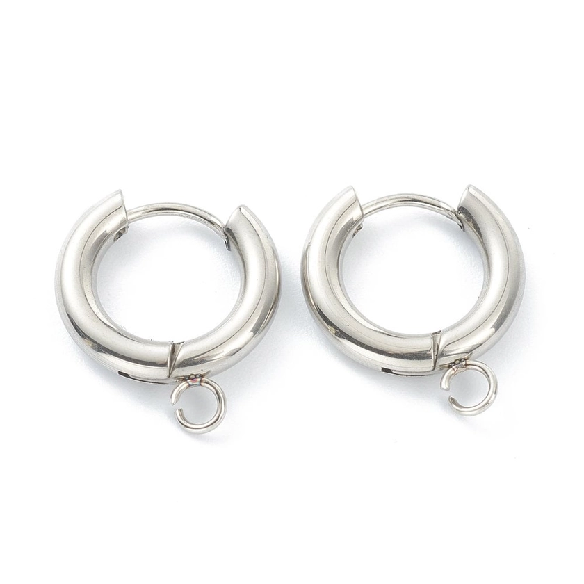 5 Pairs (10 Pcs) 14mm Stainless Steel Huggie Earrings with loop - Jewellery Findings Australia
