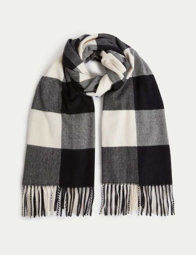 Checked Tassel Scarf | M&S Collection | M&S