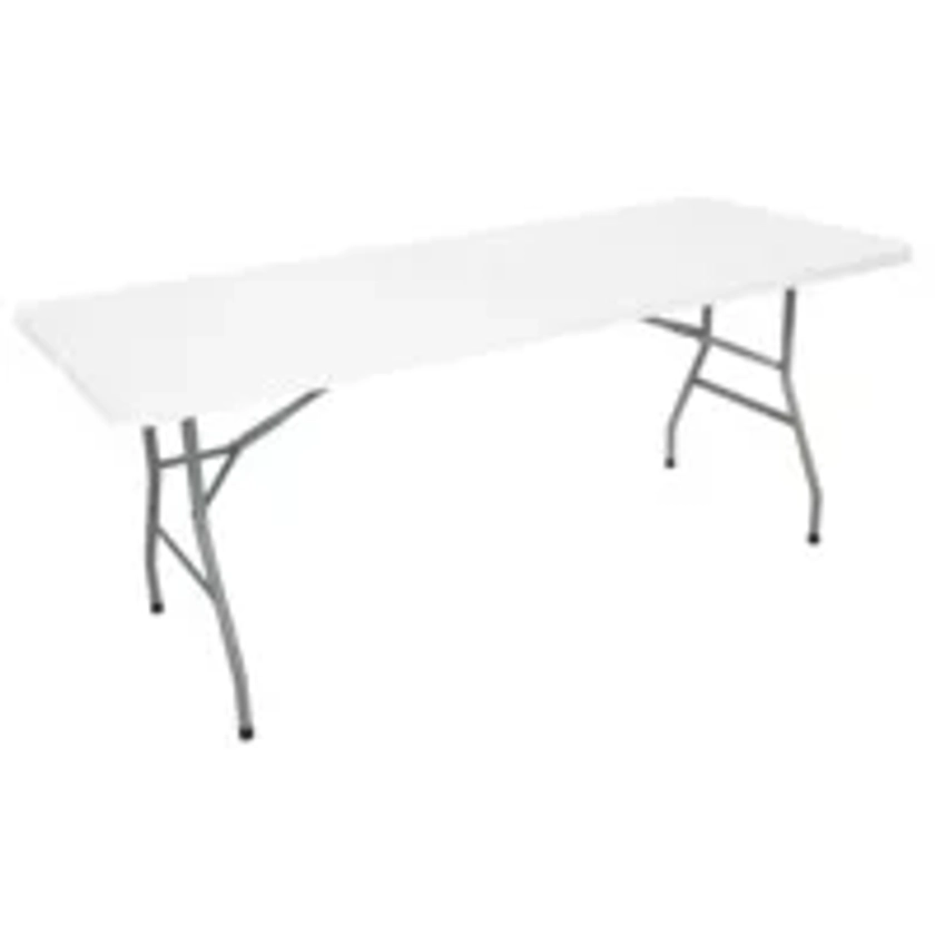 Table Pliante d'Appoint Multi-usages 180x70cm Blanc avec Poignée de Transport : la table pliante à Prix Carrefour