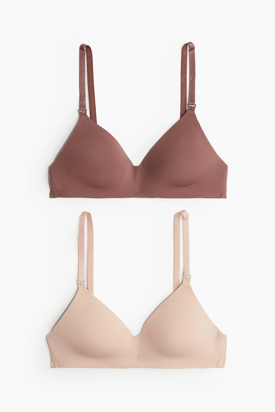 MAMA Lot de 2 soutiens-gorge d’allaitement paddés - Marron/rose poudré - FEMME | H&M FR