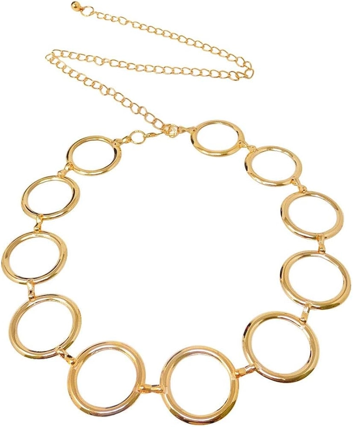 Honbay 1PCS Adjustable Gold Metal Waist Chain Circle Chain Belt for Lady (Total Length: 115cm/1.26yard)