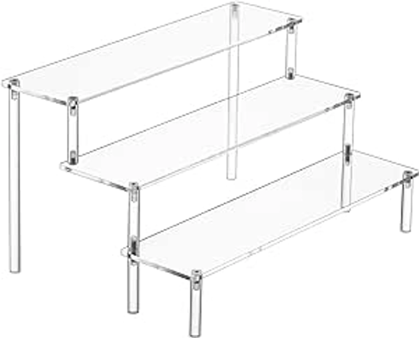 Amazon.com: HENABLE Large Acrylic Display Risers, Perfume Stand Organizer, Clear Acrylic Shelf Risers for Display Stands for Food, Tabletop Use, Amiibo Funko POP Figure, 3 Tier Clear Cupcake Stand Risers : Home & Kitchen