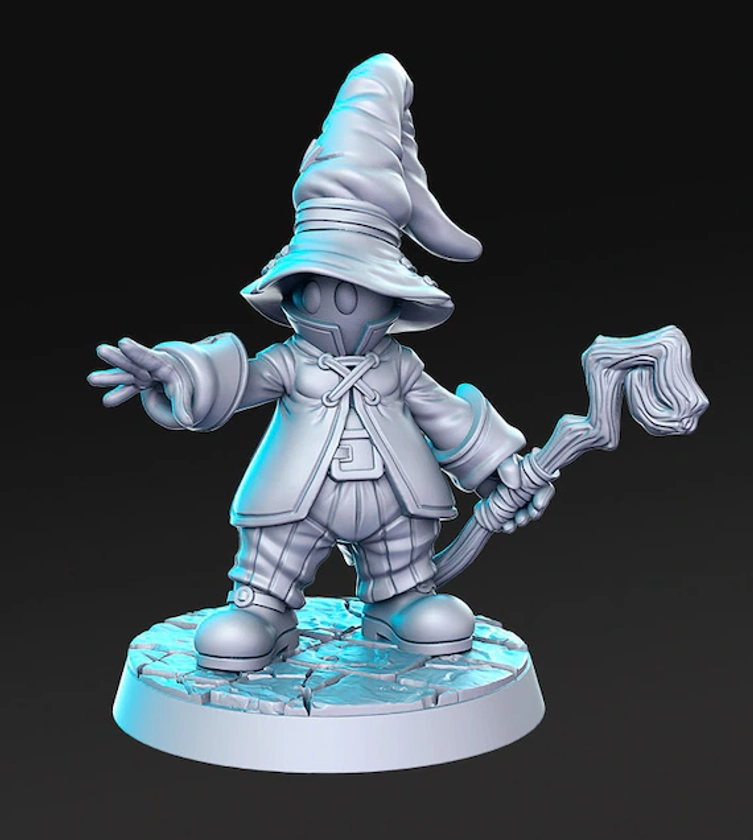 Biboru Wizard D&D 3D Resin Printed 32mm / 28mm Miniature Dungeons Dragons Pathfinder Final Fantasy Vivi Black Mage Magic RPG RN Estudio