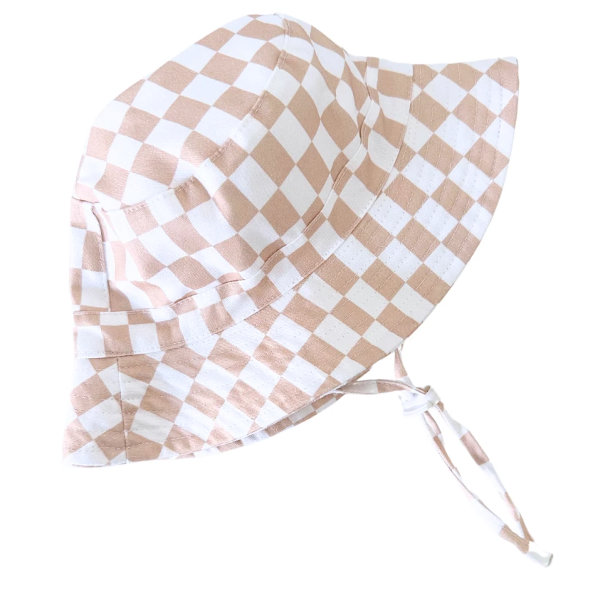 Caramel Check Cotton Bucket Hat | Kinnder