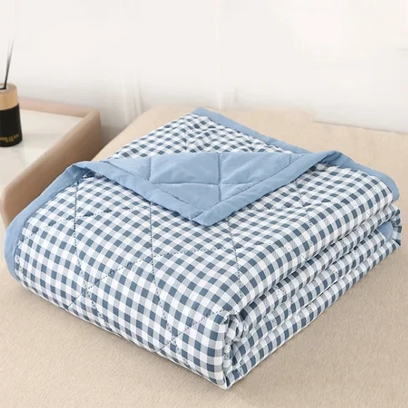 Fridja Lightweight Comforter Queen Size, Soft Skin-friendly Solid Comforter, Thin Microfiber Breathable Plaid Pattern Thin Bedding Comforter for Summer, 78.74"x59.05", Light Blue - Walmart.ca