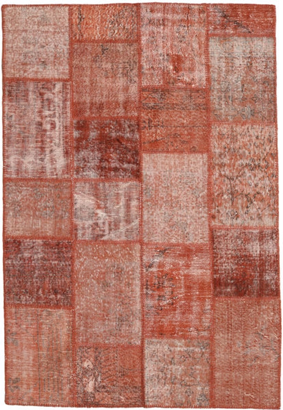 CarpetVista Unique - Patchwork - Orange 158 x 230 cm Turkish Wool Rug - Rugvista