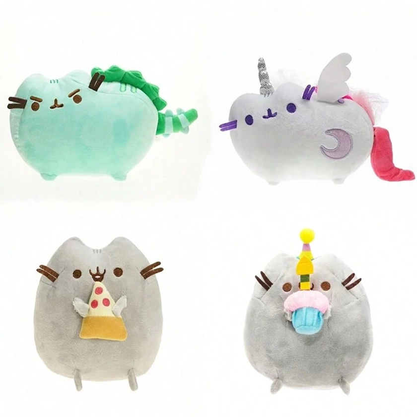 1 pieza Juguete de peluche suave Pusheen Kitten lindo, mini mascota gato de 4 pulgadas, 4 estilos para elegir, unicornio, pizza, pastel, luna, decoración de habitación, regalo para novia