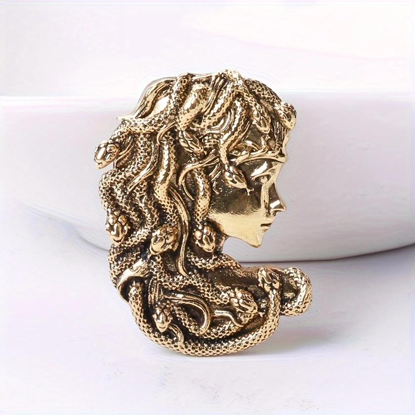 Vintage Medusa Brooch, Fashion Accessory, Versatile Clothing Pin, Antique Decorative Lapel Pin, Unisex Jewelry Decor