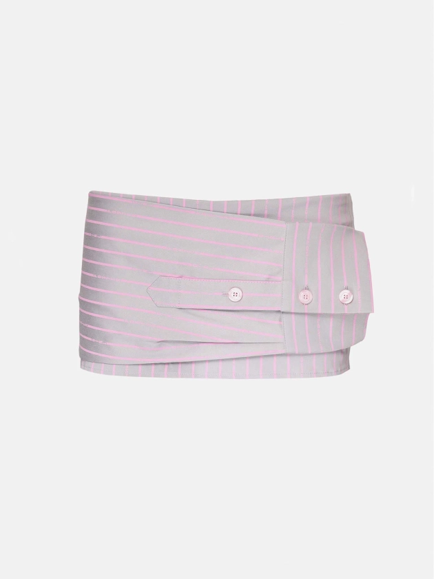Liberty Shirt Cuff Low Rise Mini Skirt Pinstripe | POSTER GIRL