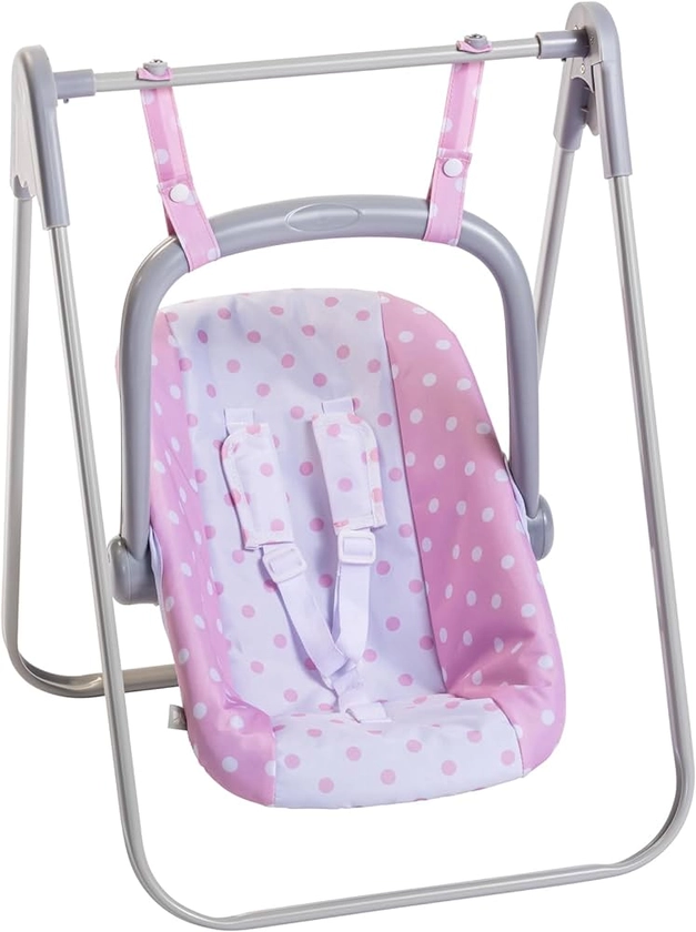 JC Toys - for Keeps Playtime | 2 in 1 Baby Doll Swing and Portable Carrier | for Dolls up to 18" | Ages 3+ | Pink