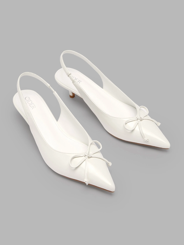 BOWKNOT POINTED TOE SLINGBACK HEELS