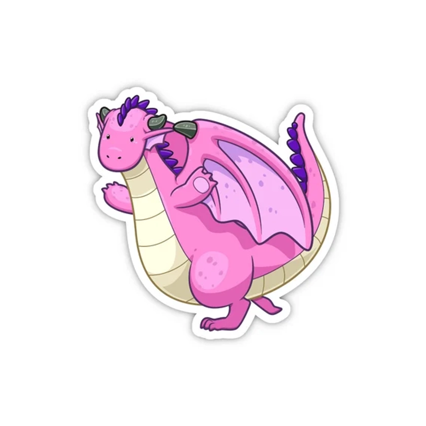 Pink Dragon Sticker | Cute Mythical, Fantasy, Legendary Creature | Waterproof, Vinyl and Dishwasher Safe | Computer, Tablet Sticker