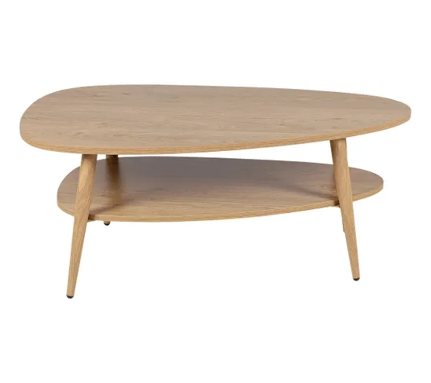 Table basse ovale double plateau COLUMBUS imitation chêne - Table basse BUT
