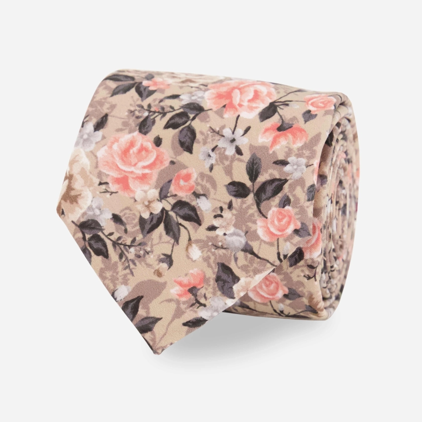 Gardenia Blooms Champagne Tie | Cotton Ties | Tie Bar