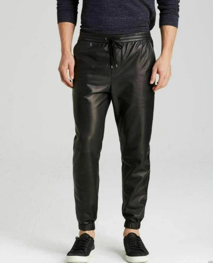 Mens Leather Pants, Biker Trouser, Black Leather Pants, Lederhosen, Cuir Schwarz. Jogging Trouser, Leather Jogger