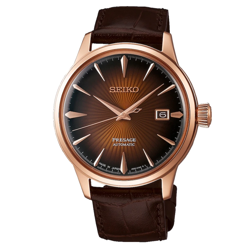 Seiko Presage Men's Brown Leather Strap Watch|H.Samuel