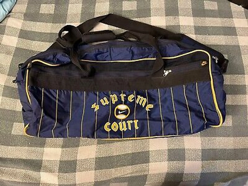 Vintage Nike Supreme Court Pinstripe Navy Duffle Gym Bag RARE | eBay