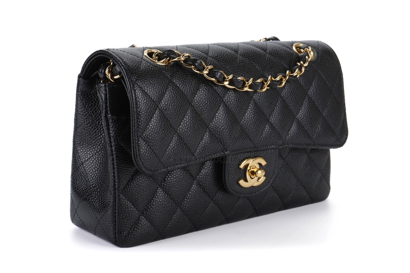 Chanel Small Black Classic Flap Caviar Gold Hardware - Luxury Shopping