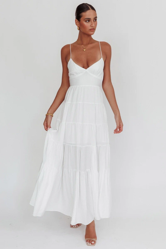 Main Attraction Cami Strap Maxi Dress White