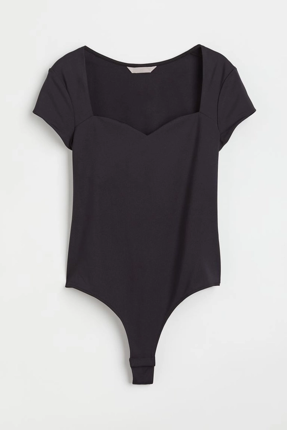 Sweetheart-neckline Jersey Bodysuit - Black - Ladies | H&M US