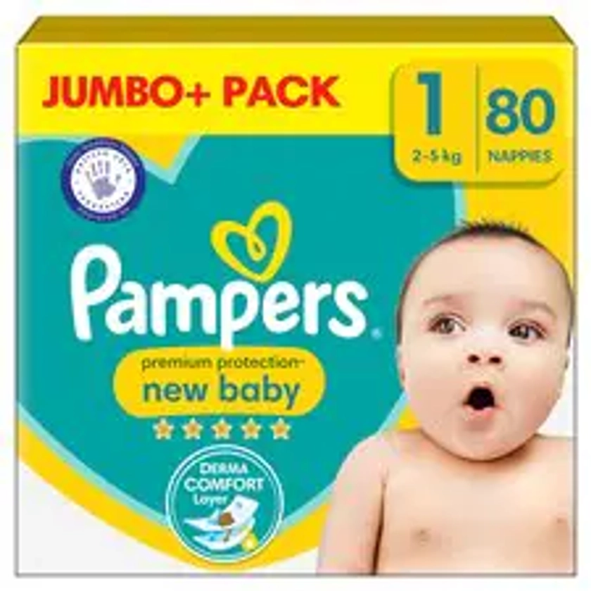 Pampers New Baby Size 1 80 Nappies Jumbo+ Pack