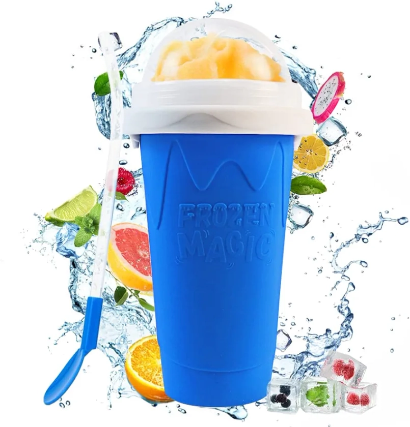 Slushie Maker Cup, Magic Quick Frozen Smoothies Cup Cooling Cup Double Layer Squeeze Cup Slushy Maker, Homemade Milk Shake Ice Cream Maker DIY it for Children and Family