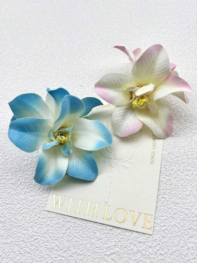 2pcs Artificial Flower Decor Hair Clip Hair Accessories For Women Girls Gifts