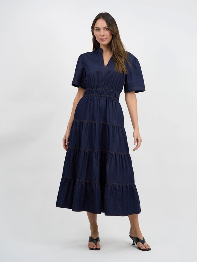 Liberty Rose Denim Tier Detail Dress - Florence Store