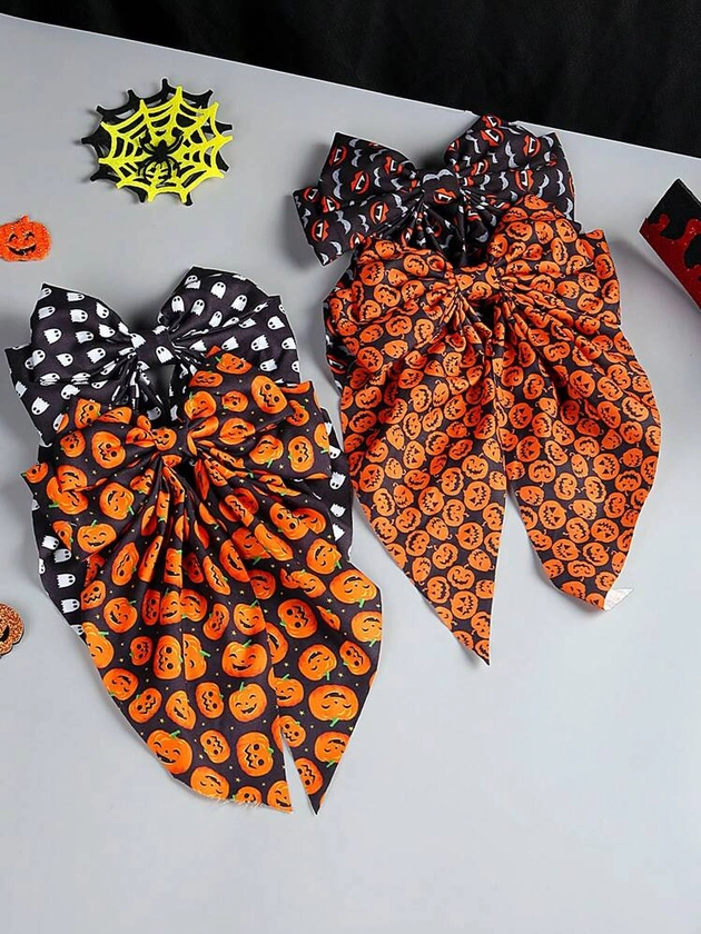 1 pieza Accesorio para el cabello/Barreta con diseño de calabaza de Navidad/Halloween, payaso, fantasma con lazo, adecuado para regalos de fiesta festival (talla grande)